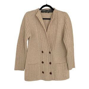 SPANNER Wool Double Breasted Cardigan Sweater Jacket Tan M